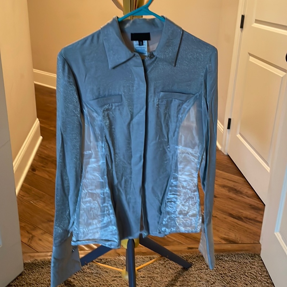 Silver button down shirt